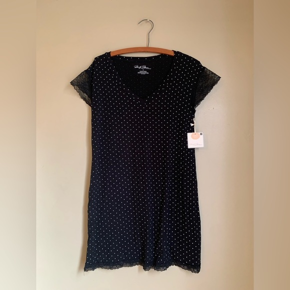 Marilyn Monroe nightgown Black And White Polka Dot cap Sleeve Lightweight Short - Picture 1 of 7